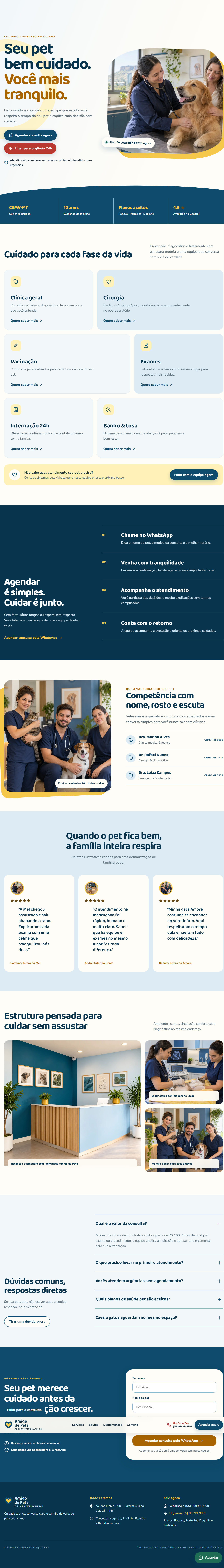 Recepção de clínica veterinária em tons de azul e branco