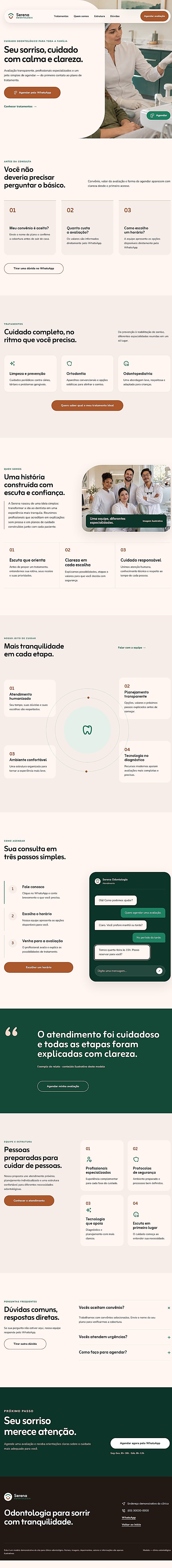 Recepção de clínica odontológica em tons de azul e branco